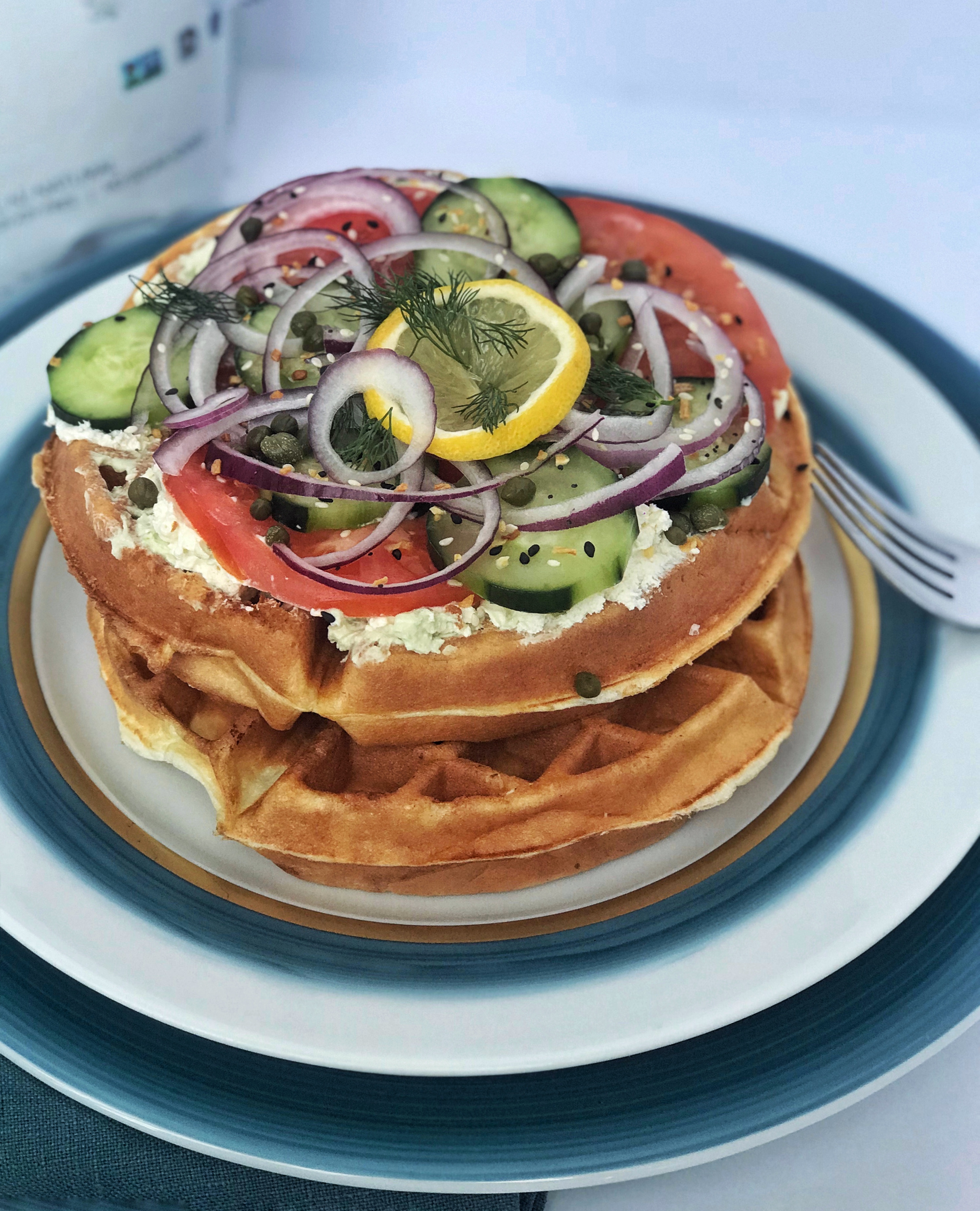 **NEW** OpenFaced Everything Bagel Sandwich WAFFLE FFactor