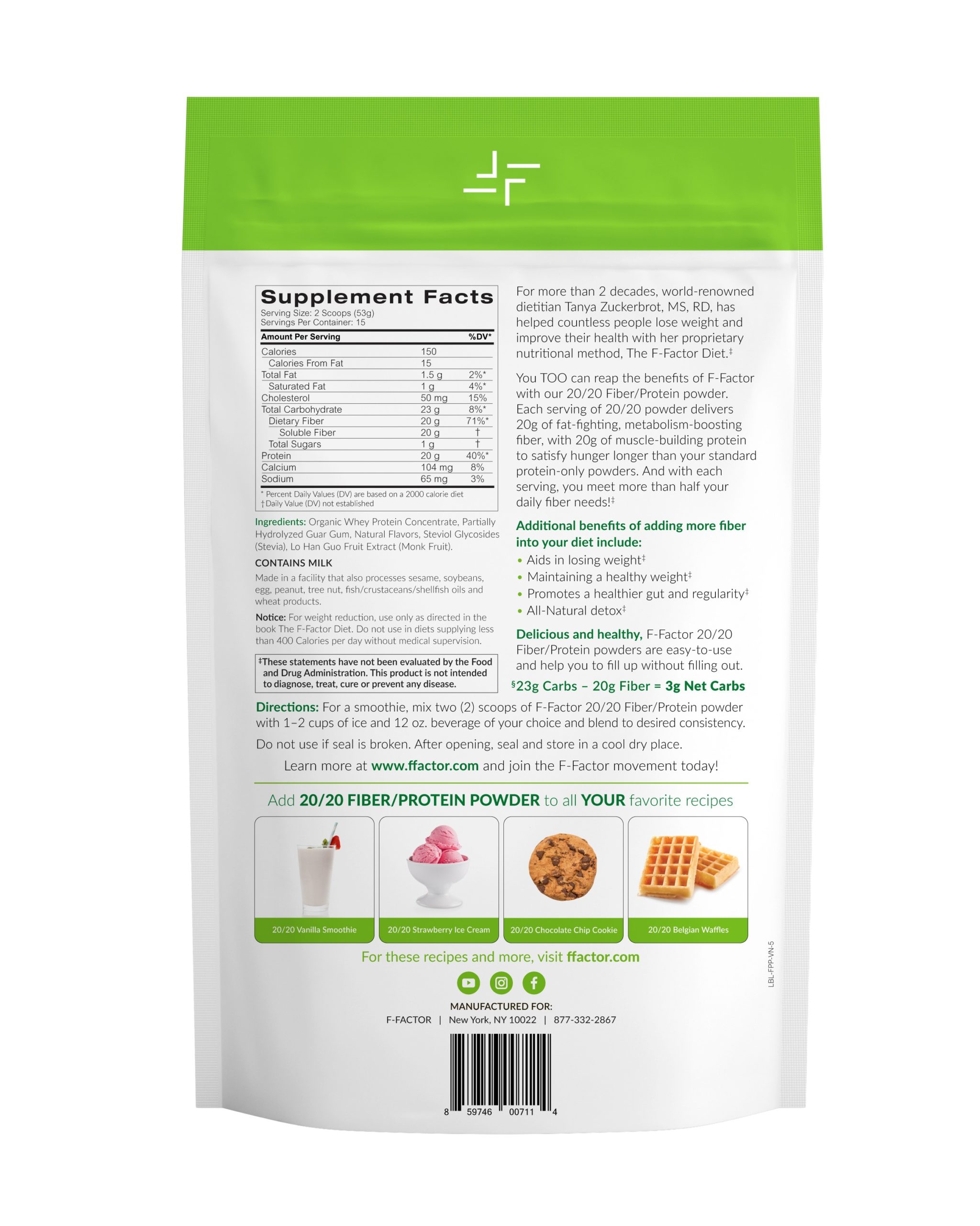 High Fiber Vanilla Organic Protein Powder - Buy Online!