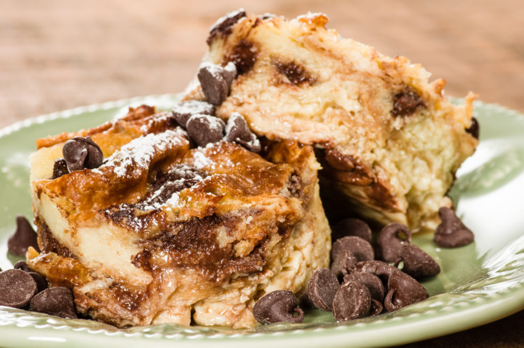 Grain-Free Banana Chocolate Chip Bread Pudding - F-Factor